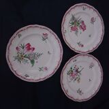 3 plates in opaque porcelain of Lunéville diam 22 cm