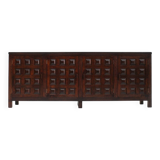 Vintage brutalist sideboard carved solid wood Spain 1960s