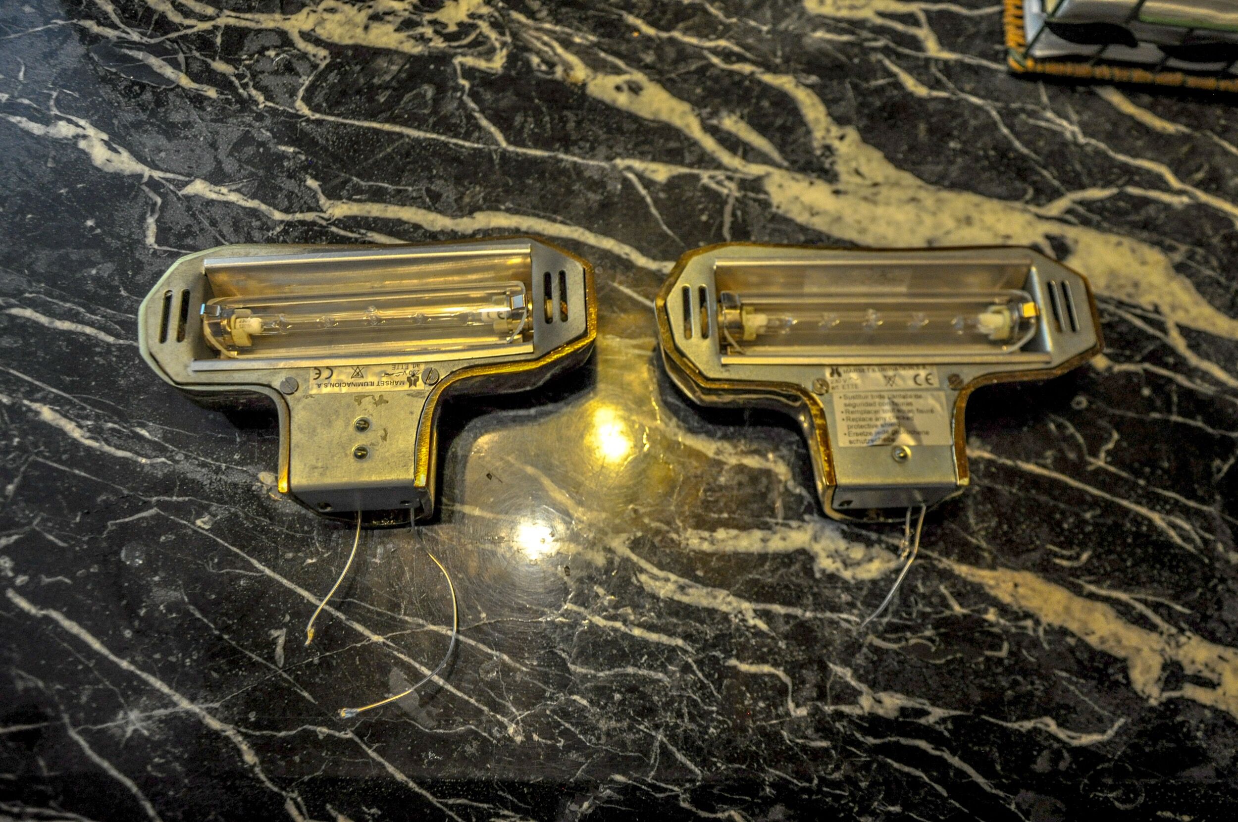 Pair of Ette sconces by Marset, brass structures, Spain, 1980