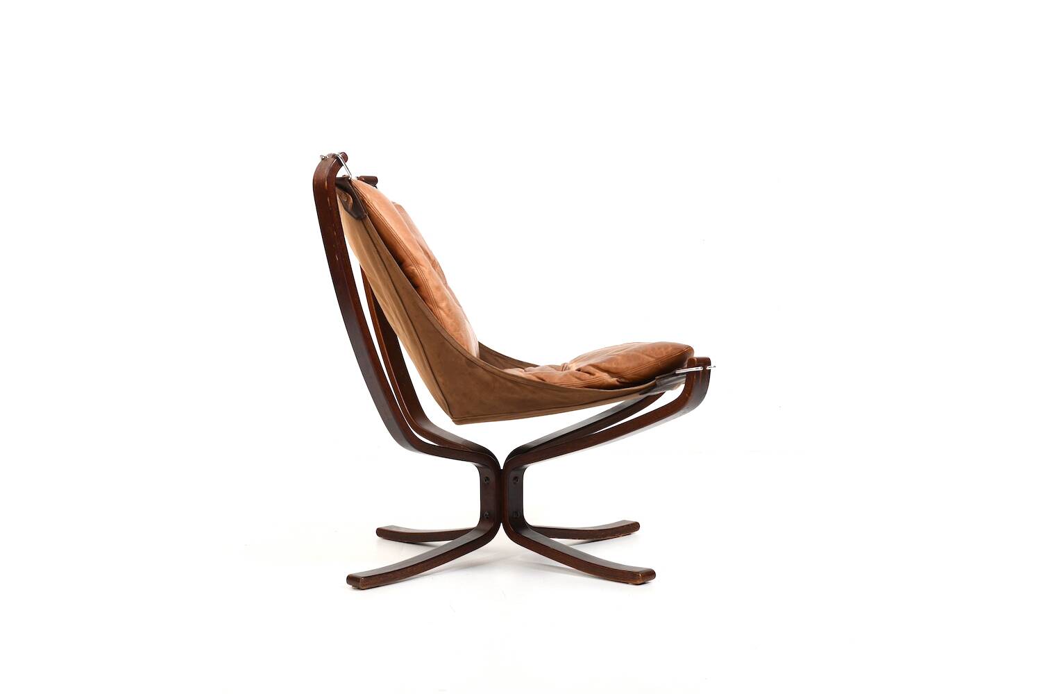 Sigurd Ressell Cognac Leather Falcon Chair 1970s