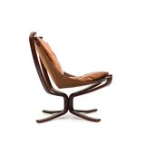 Sigurd Ressell Cognac Leather Falcon Chair 1970s