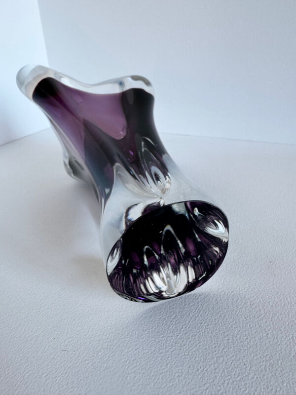 Vase en verre Murano fait main vintage de style mid-century moderne