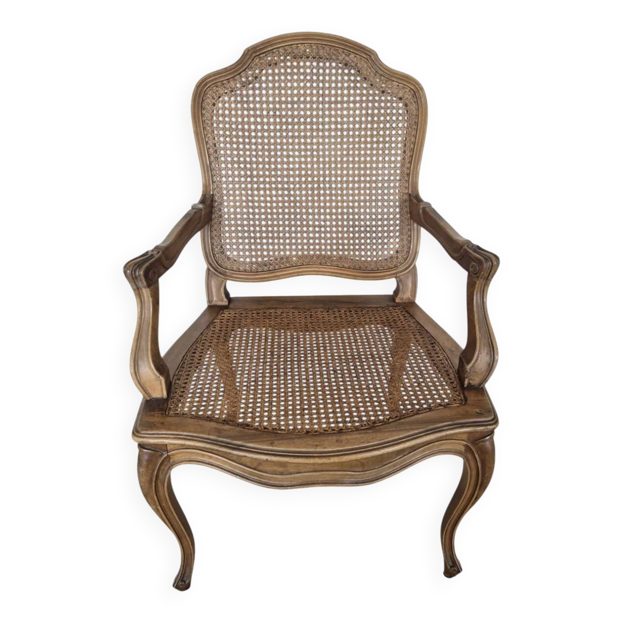 Fauteuil style Régence en bois et cannage