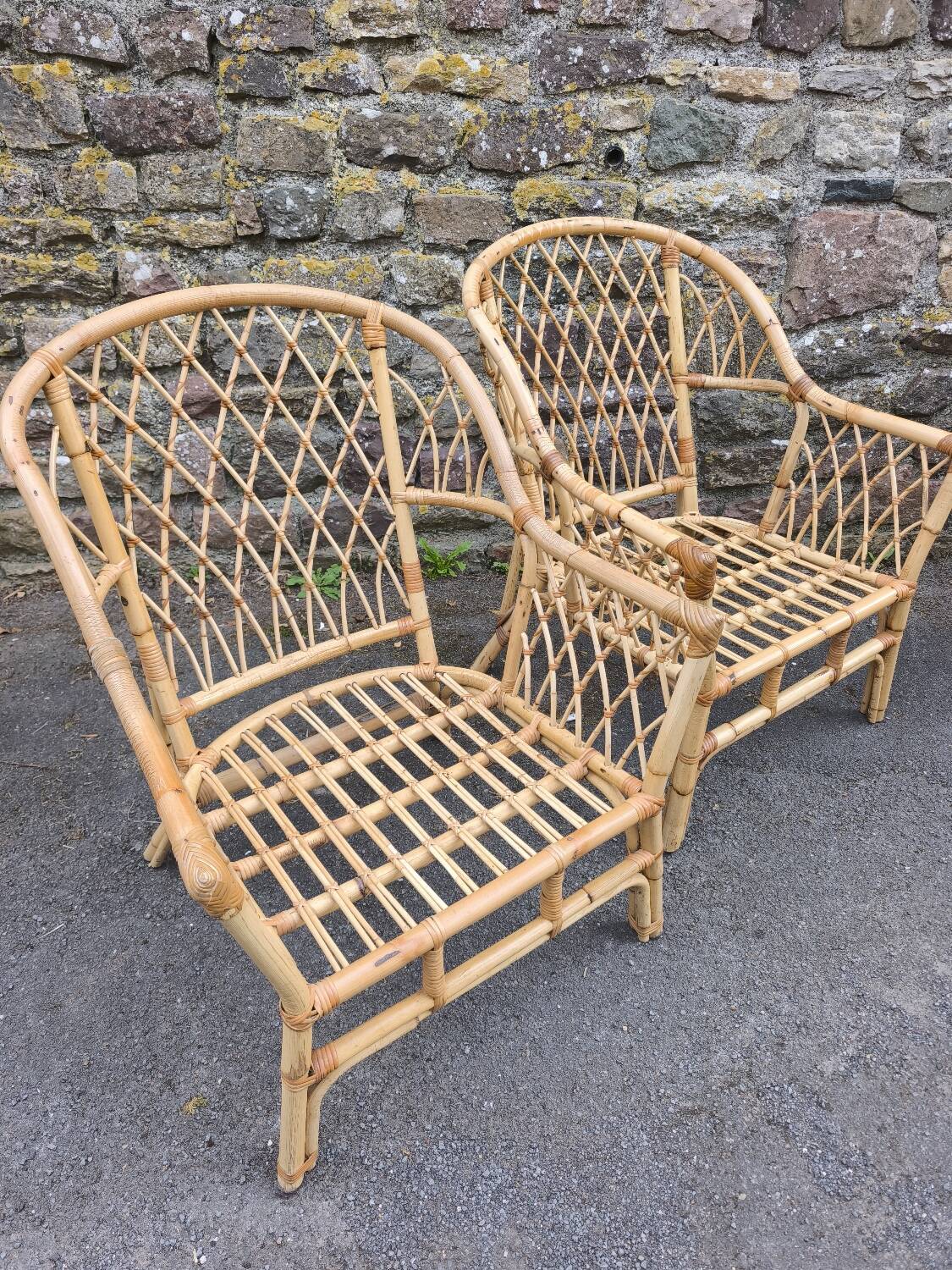 Pair of vintage rattan armchairs