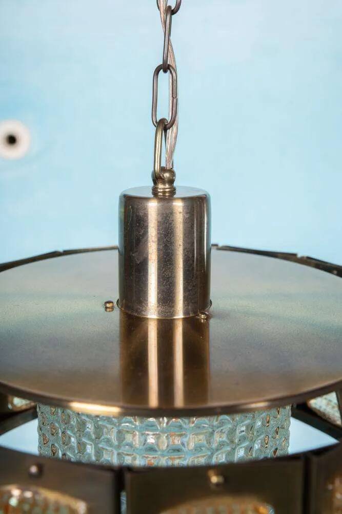 Vintage glass suspension, Danish design, mid-century hanging.