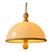 Steinhauer white plexiglass pendant light with wooden elements