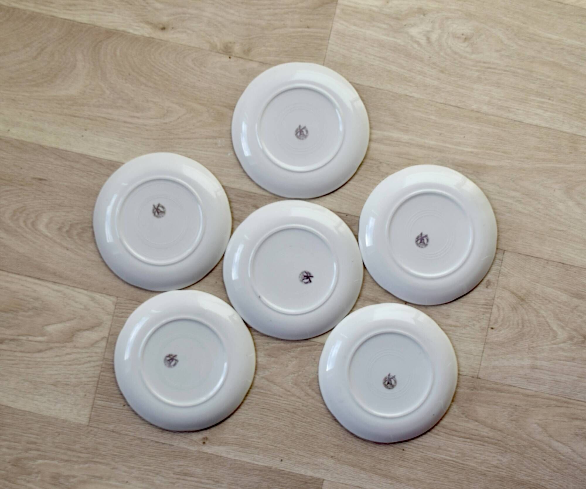 Moulin-des-Loups - Orchies - Set of 6 vintage glazed ceramic cheese plates