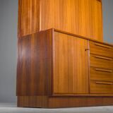 Large Vintage Bookcase with Bar in Teak by Heinrich Riestenpatt, 1960s