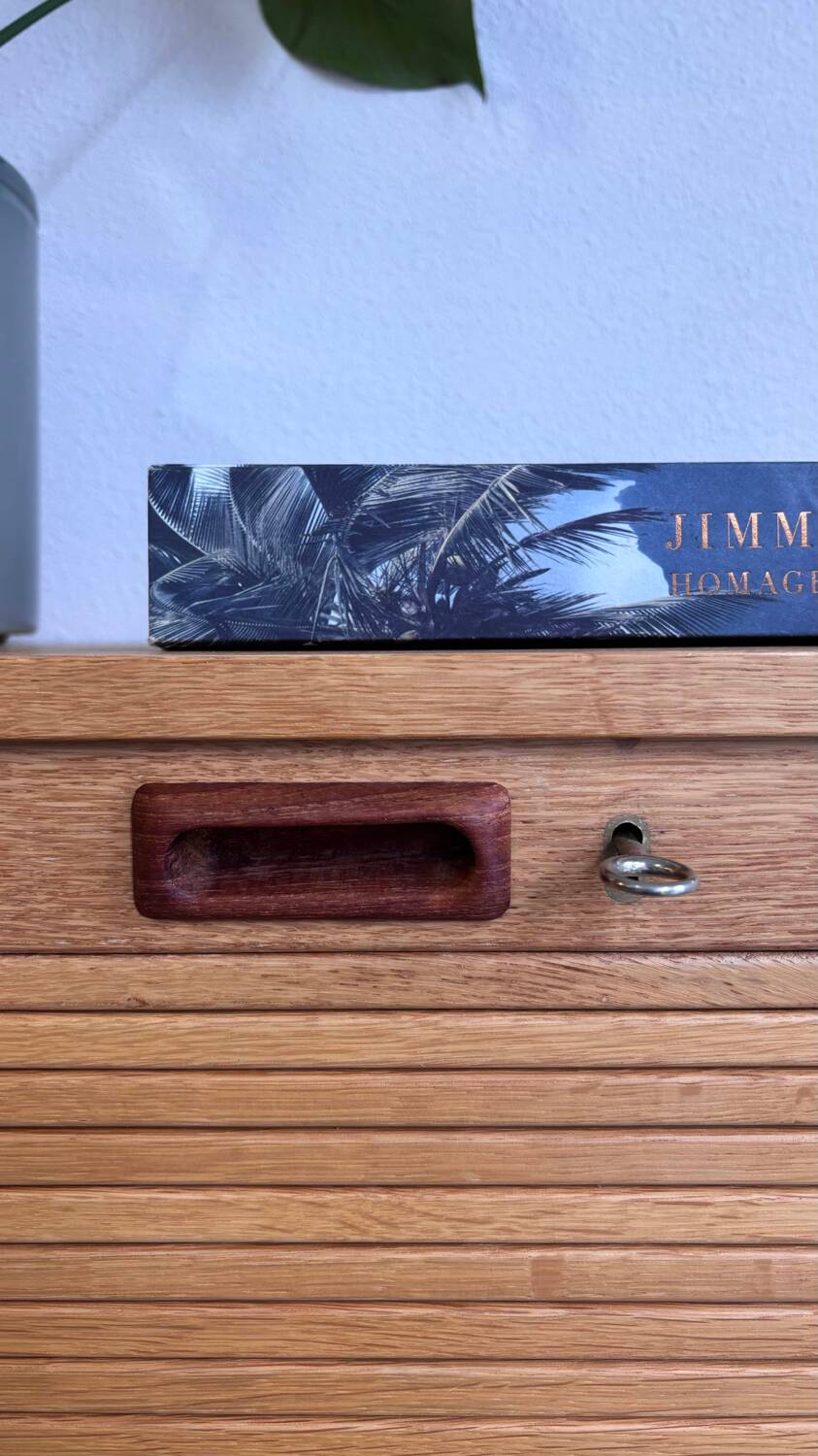 Vintage tambour cabinet - archive in oak