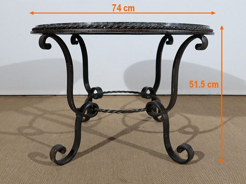 Table basse en marbre et fer forgé 1950