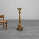 Pair of Gilt Wooden Pedestals with Plaster Decoration, France 19th Century