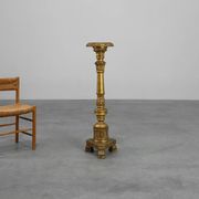 Pair of Gilt Wooden Pedestals with Plaster Decoration, France 19th Century