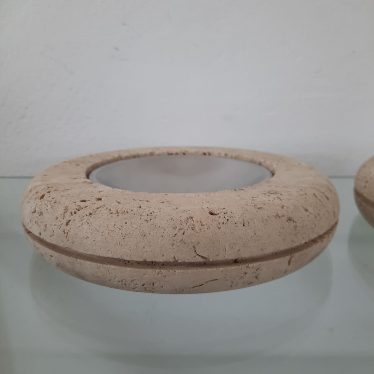 Pair of valet trays - 1980s - travertine