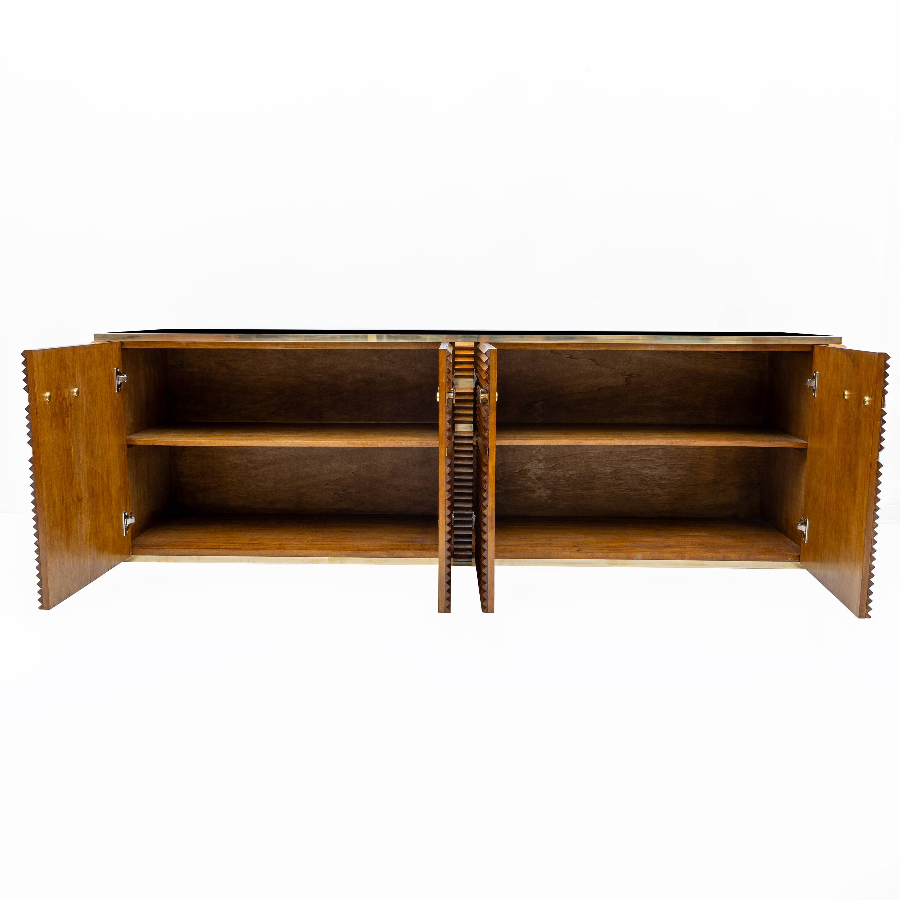 Mid-century Modern Italian Brass and Teak Sideboard, 1970s
