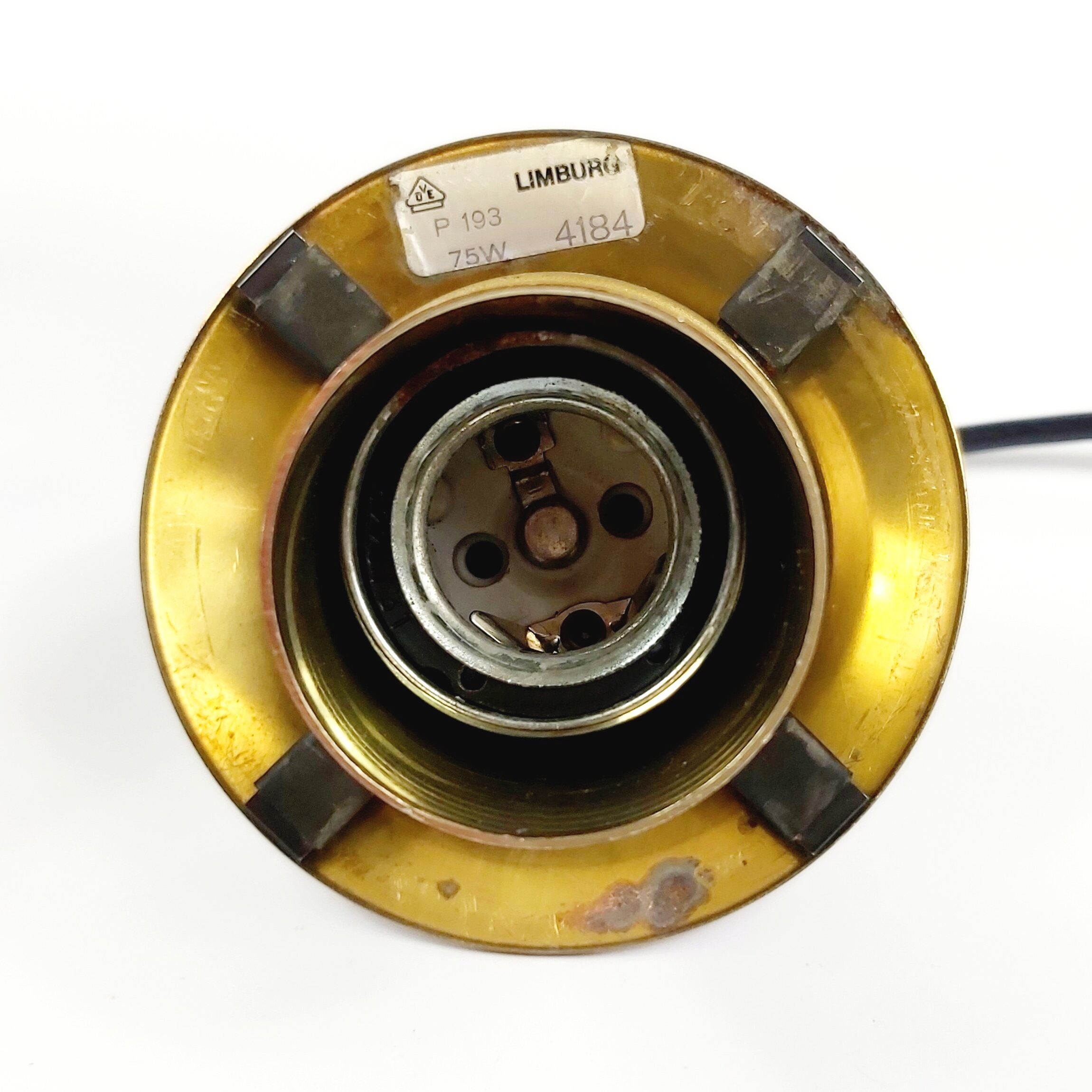 Mid-century iron & clear glass ceiling lamp/pendant from limburg, germany, 1960s