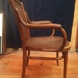 Thonet armchair in curved wood and stylized patterns