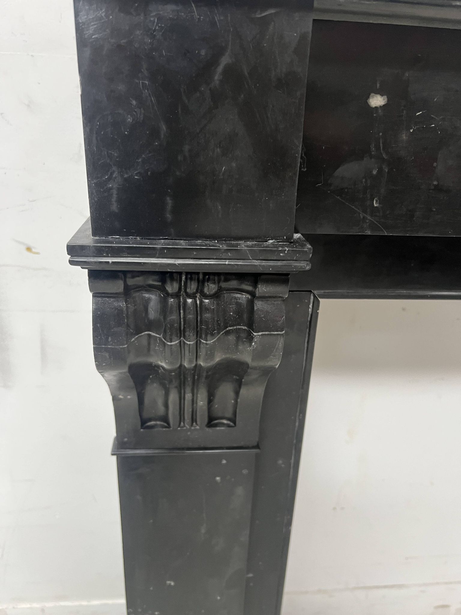 Napoleon III period fireplace with a black marble corbel. 19th century.