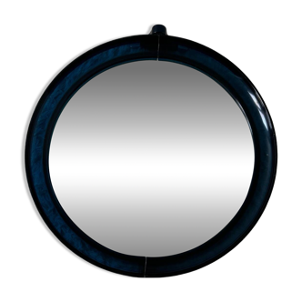 Round blue plexiglass mirror from the 70s