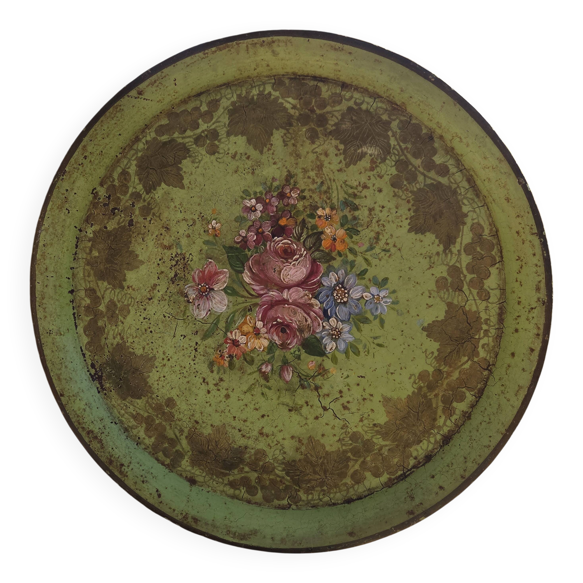 Plateau metal décor floral