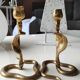 Pair of Zoomorphic candlesticks cobras, brass. Art Deco