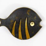 Brass fish ashtray by Walter Bosse, mid-century Herta Baller, Austria, 1950s.