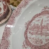 Grande assiette creuse terre de fer ou petit plat rond creux ancien Moulin des loups modèle Dentelle