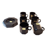 Sophisticated Black Coffee Set – 6 Cups & Saucers (1970s)