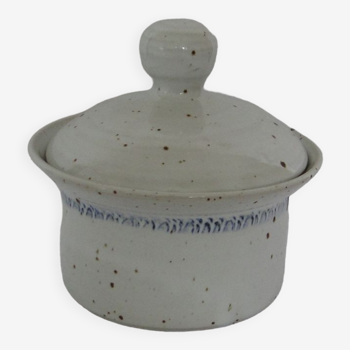 Pot à couvercle en céramique vernissée et mouchetée