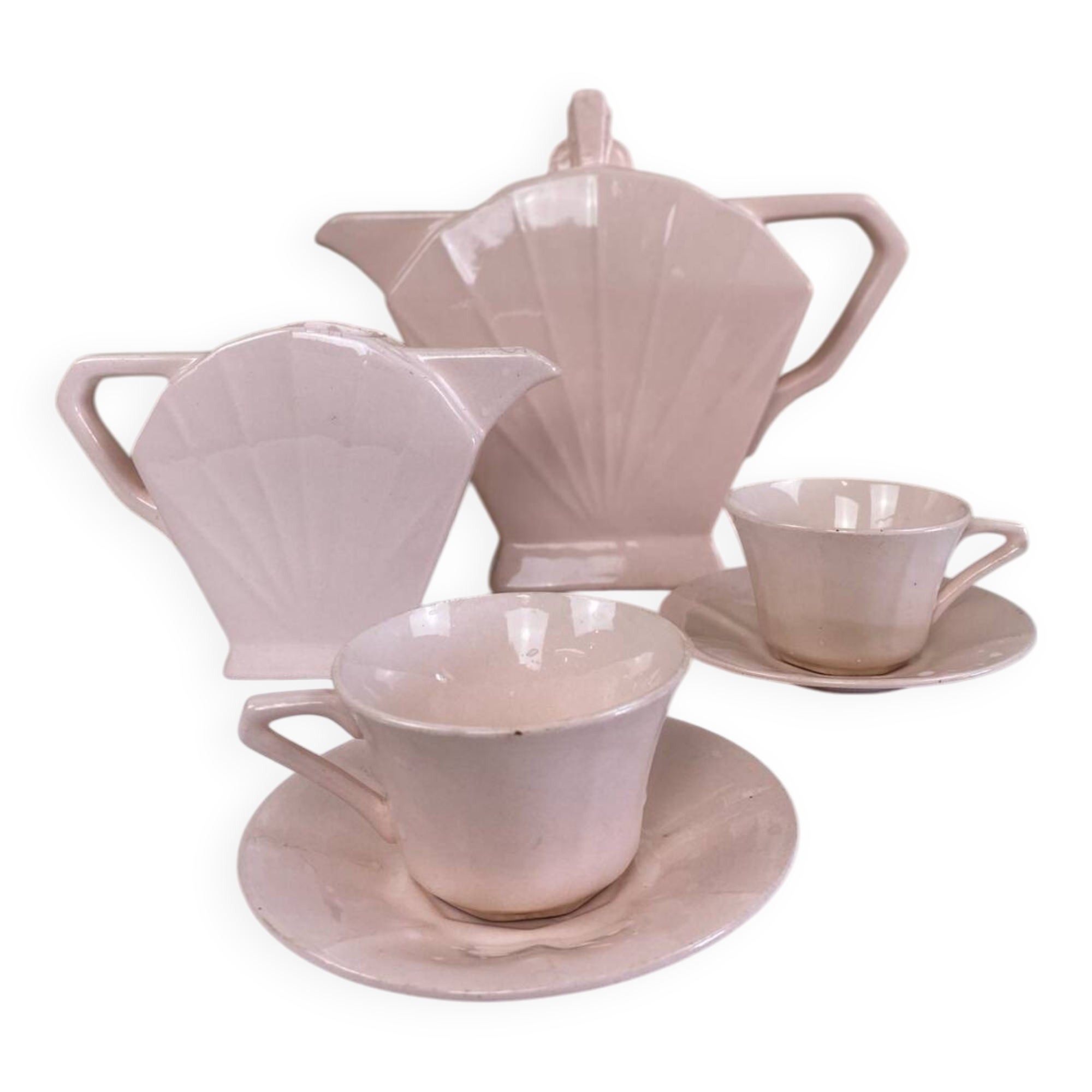 Théière art déco rose