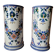 Pair of Gien earthenware roller vases with Rouen decoration