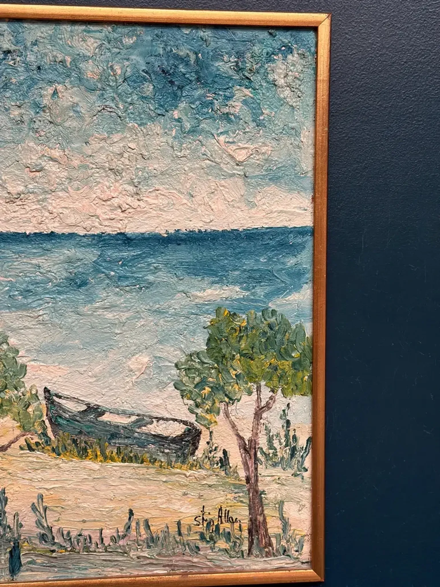 Original Swedish Oil on Panel - "Landskrona" by Stig Allan - Signed - Vintage and Framed - 60 × 50 cm (23.6" × 19.7")