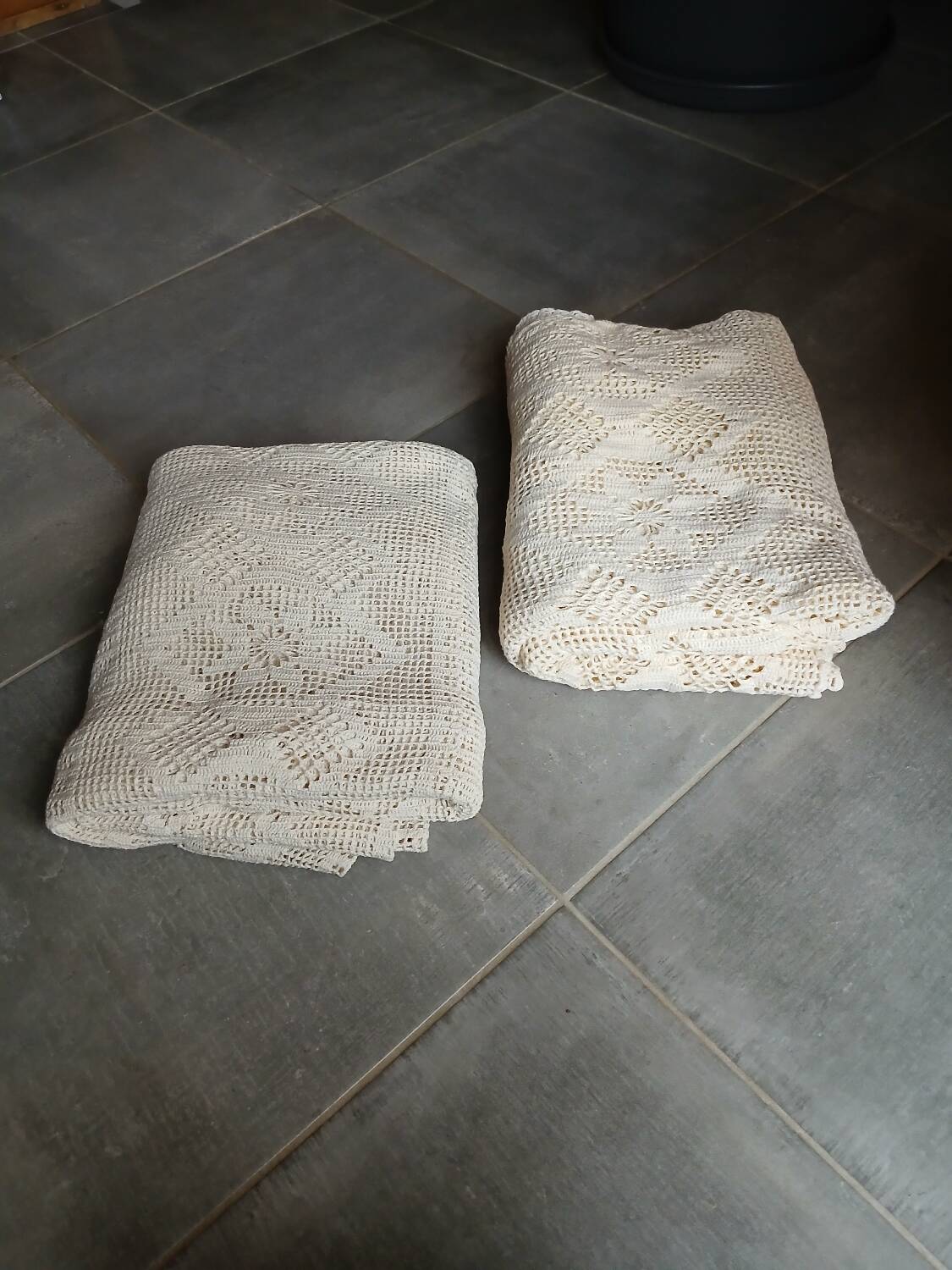 2 antique crocheted bedspreads