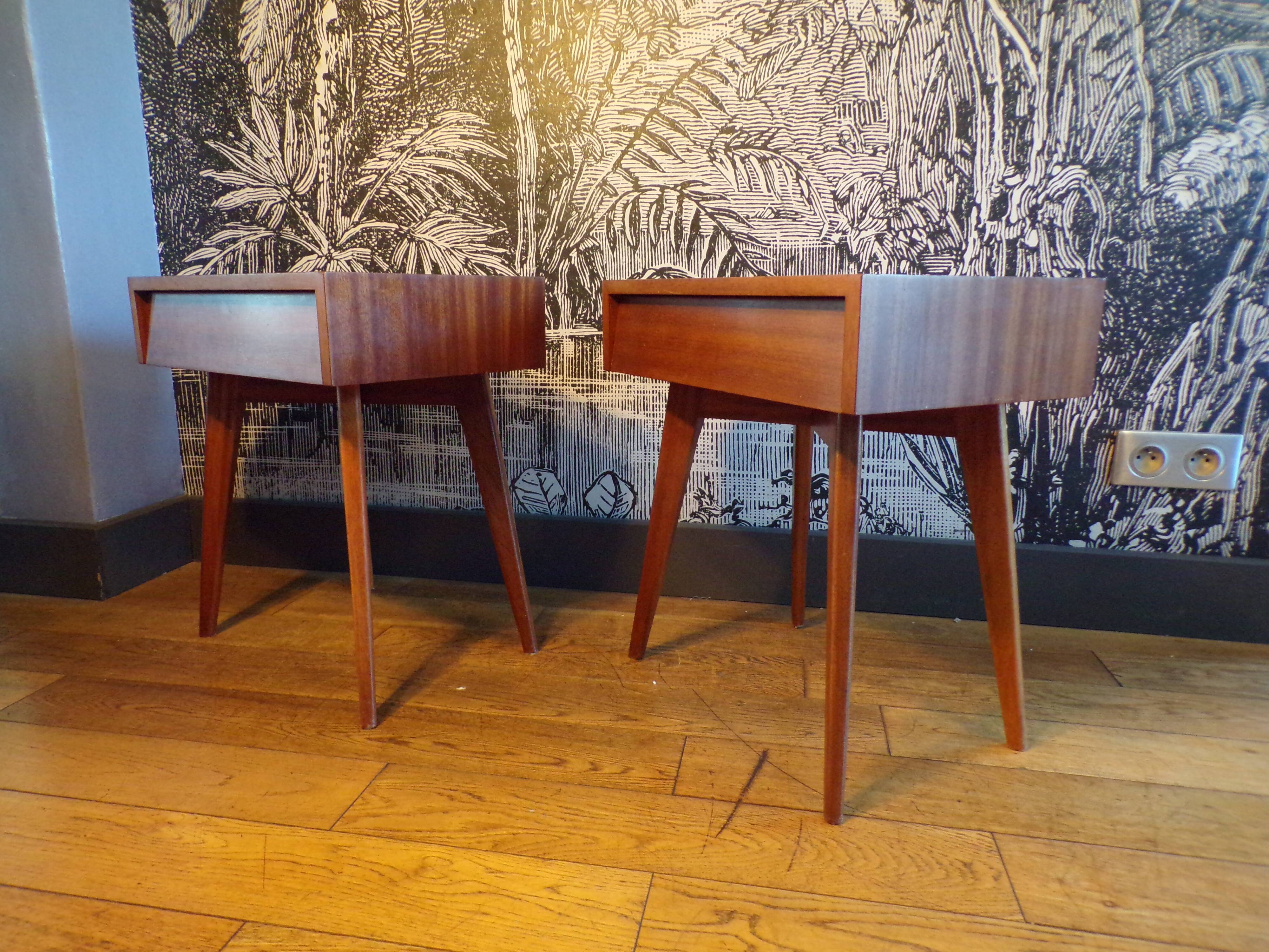 Pair of Scandinavian teak bedside tables