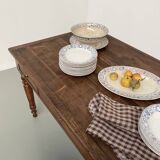 Walnut and pine drapery farmhouse table