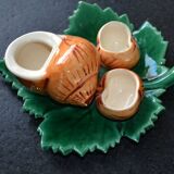 Salt and pepper shakers, mustard and barbotine Roger Colas