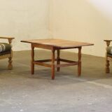 Mid-century brutalist Danish coffee table in oak attributed to Kjærnulf, 1960s