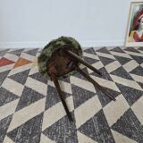 Tabouret tripode moumoute verte bois