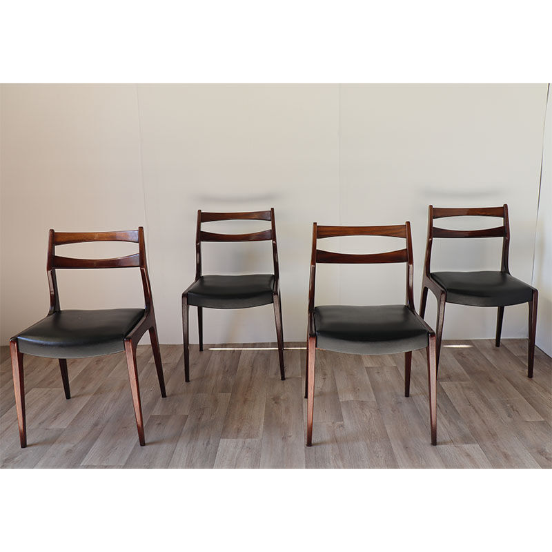 Series of 4 Scandinavian teak chairs 1960