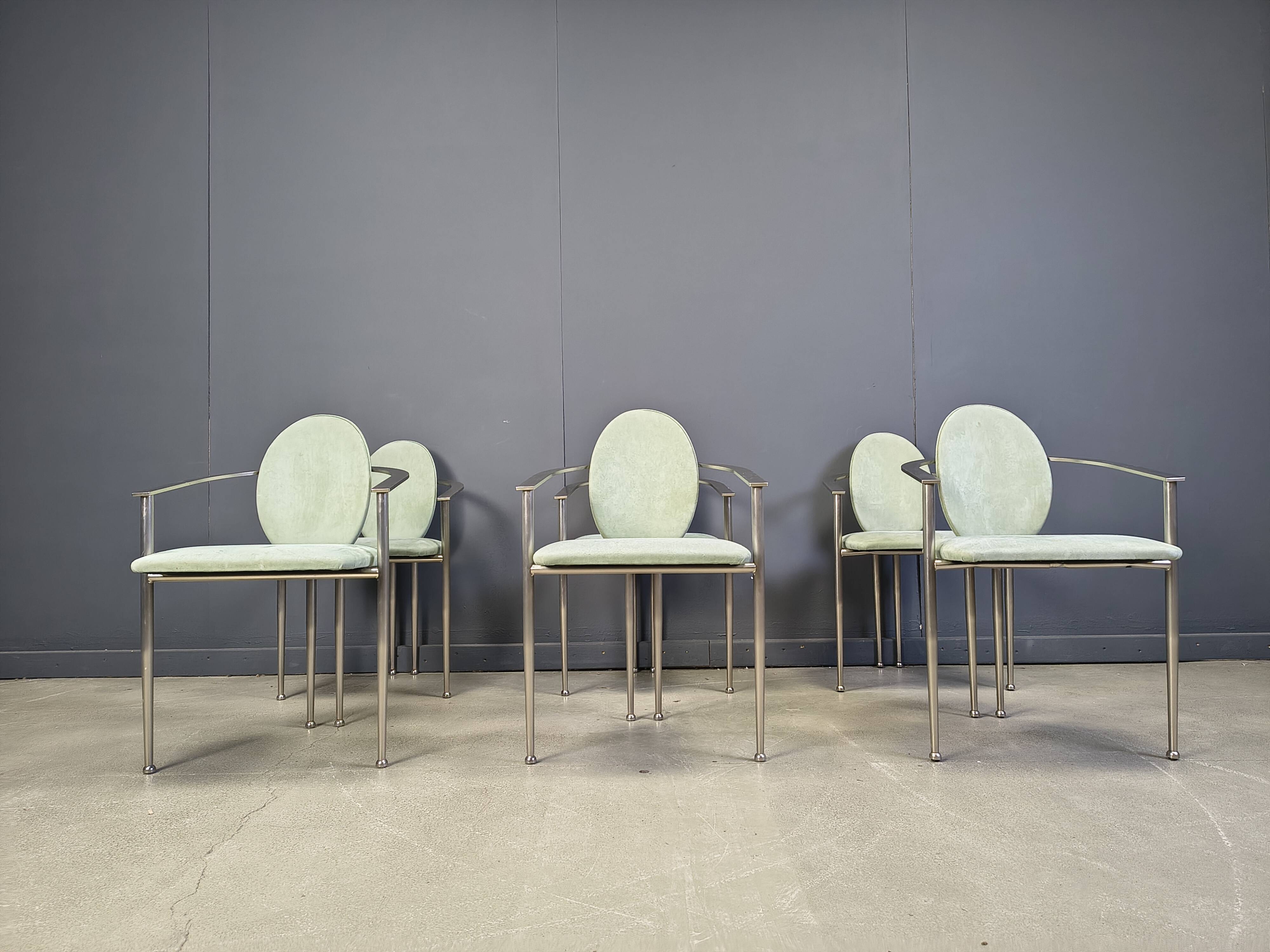 Vintage dining chairs by Belgo chrom, set of 6 - 1980s