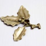 Vintage Holly Candle Holder, Brass