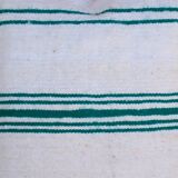 Handmade white and green wool striped cushion