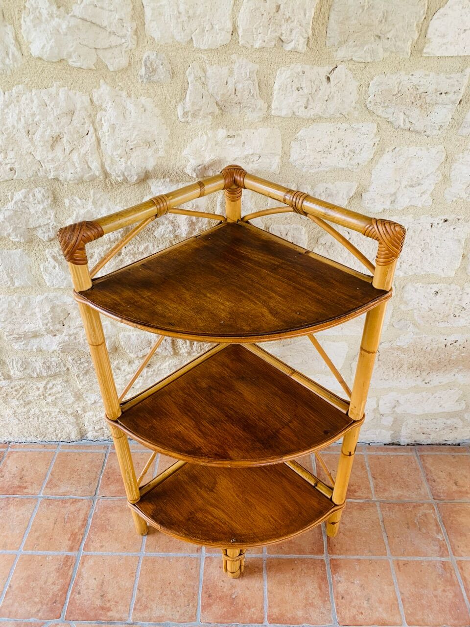 Bambou Résistant Humidité Étagère De Coin En Bambou Relaxdays - 3 Niveaux Demi-Cercle (90x36,5x26 Cm) Pour Salle De Bain Ou Cuisine Demi-cercle Naturel