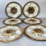 Six old Longchamps oyster plates