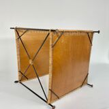 Wrought iron coffee table and braided wicker 50s-60s