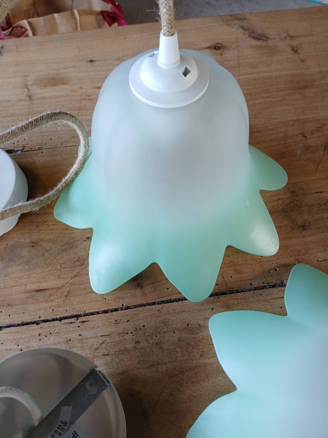 Pair of vintage tulip pendant lights