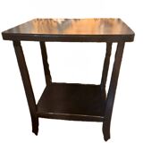 Art Deco style side table, console table on wheels, black varnished wood, 1940