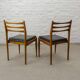Solid Wood Ladder Dining Chairs with Square Black Leatherette Seating 1960s