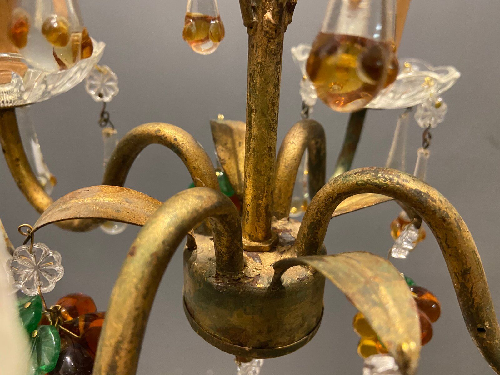 Italian Gold Gilded Murano Glass Fruit Chandelier