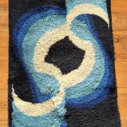 Vintage blue Space Age carpet from the 1970s in long pile wool.