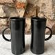 Set 2 tasses / mugs hauts émail anthracite foncé